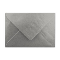 100 Briefumschläge Silber Metallic Glänzend - DIN C6 - gefüttert mit weißem Seidenpapier - 90 g/m² - 11,4 x 16,2 cm - Nassklebung - NEUSER PAPIER