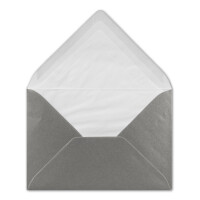 200 Briefumschläge Silber Metallic Glänzend - DIN C6 - gefüttert mit weißem Seidenpapier - 90 g/m² - 11,4 x 16,2 cm - Nassklebung - NEUSER PAPIER