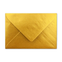 300 Briefumschläge Gold Metallic Glänzend - DIN C6 - gefüttert mit weißem Seidenpapier - 90 g/m² - 11,4 x 16,2 cm - Nassklebung - NEUSER PAPIER