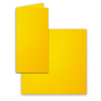 75x Falt-Karten DIN Lang - Honiggelb (Gelb) - 10,5 x 21 cm - Blanko Doppelkarten - Klappkarten für Einladungen und Grußkarten zu Weihnachten und Geburtstag