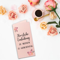 75x Falt-Karten DIN Lang - Rosa - 10,5 x 21 cm - Blanko Dopp