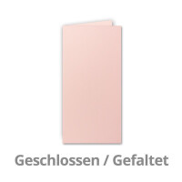 75x Falt-Karten DIN Lang - Rosa - 10,5 x 21 cm - Blanko Dopp