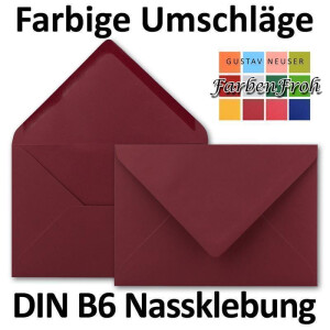 300x Brief-Umschläge in Weihnachts-Rot - 80 g/m² - Kuverts in DIN B6 Format 12,5 x 17,6 cm - Nassklebung ohne Fenster