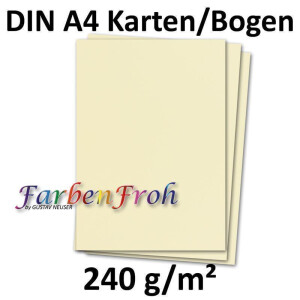 100 DIN A4 Papier-bögen Planobogen - Vanille (Creme) - 240 g/m² - 21 x 29,7 cm - Bastelbogen Ton-Papier Fotokarton Bastel-Papier Ton-Karton - FarbenFroh