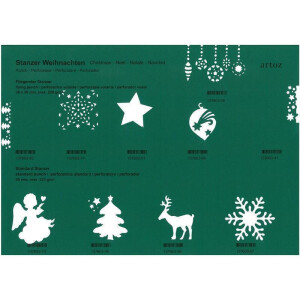 Artoz fliegender Stanzer I Schlitten mit Rentier & Weihnachtsmann I Frei positionierbarerer Locher zum Karten-Basteln I Weihnachten Advent Einladungen Gruß-Karten