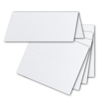 250x Tischkarten in Hochweiß (Weiß) - 4,5 x 10 cm - blanko - Doppel-Karten - als Platzkarten und Namenskarten für Hochzeit und Feste