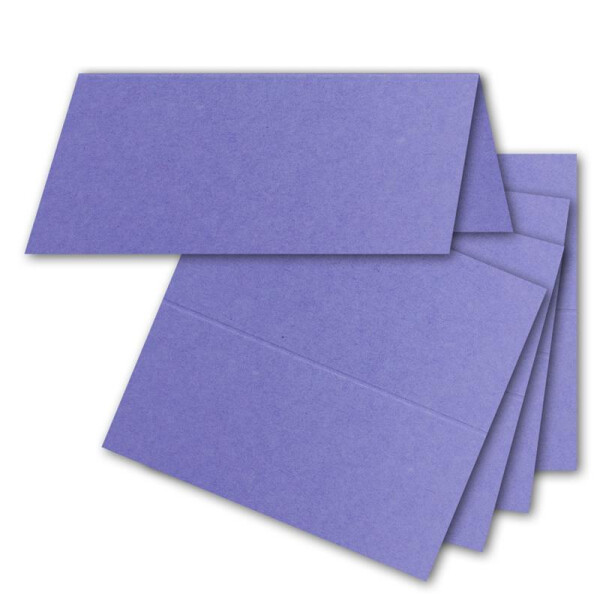 200x Tischkarten in Violett - 4,5 x 10 cm - blanko - Doppel-Karten - als Platzkarten und Namenskarten für Hochzeit und Feste