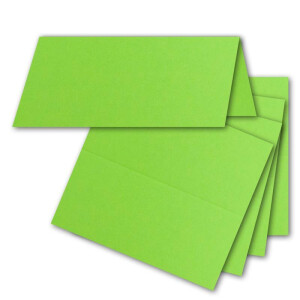 300x Tischkarten in Hellgrün (Grün) - 4,5 x 10 cm - blanko - Doppel-Karten - als Platzkarten und Namenskarten für Hochzeit und Feste