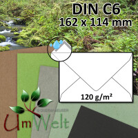 DIN C6 Briefumschlag - Kraftpapier - spitze Klappe - Nassklebung - 16,2 x 11,4 cm - 120 g/m² - UmWelt by GUSTAV NEUSER