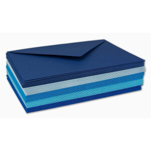 40x Umschlagpaket - DIN C6 - ca. 11,4 x 16,2 cm - die Blauen - 5 Farben je 8 Umschläge - 120 g/m² - Serie Farbenfroh