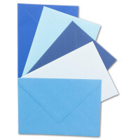 40x Umschlagpaket - DIN C6 - ca. 11,4 x 16,2 cm - die Blauen - 5 Farben je 8 Umschläge - 120 g/m² - Serie Farbenfroh