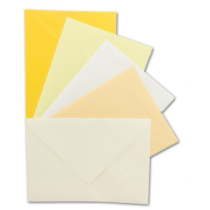 100x Umschlagpaket - DIN C6 - ca. 11,4 x 16,2 cm - die Gelben - 5 Farben je 20 Umschläge - 120 g/m² - Serie Farbenfroh