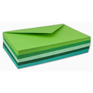 20x Umschlagpaket - DIN C6 - ca. 11,4 x 16,2 cm - die Grünen - 5 Farben je 4 Umschläge - 120 g/m² - Serie Farbenfroh