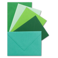 250x Umschlagpaket - DIN C6 - ca. 11,4 x 16,2 cm - die Grünen - 5 Farben je 50 Umschläge - 120 g/m² - Serie Farbenfroh