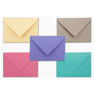 75x Umschlagpaket - DIN C6 - ca. 11,4 x 16,2 cm - die Neuen - 5 Farben je 15 Umschläge - 120 g/m² - Serie Farbenfroh
