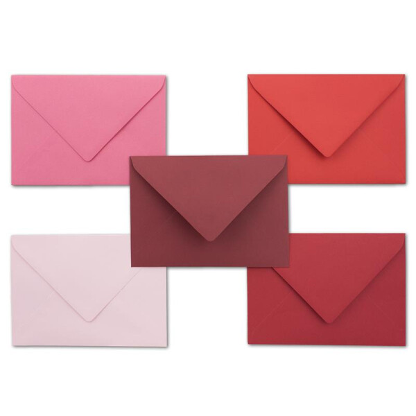 50x Umschlagpaket - DIN C6 - ca. 11,4 x 16,2 cm - die Roten - 5 Farben je 10 Umschläge - 120 g/m² - Serie Farbenfroh