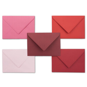 50x Umschlagpaket - DIN C6 - ca. 11,4 x 16,2 cm - die Roten - 5 Farben je 10 Umschläge - 120 g/m² - Serie Farbenfroh