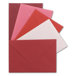 75x Umschlagpaket - DIN C6 - ca. 11,4 x 16,2 cm - die Roten - 5 Farben je 15 Umschläge - 120 g/m² - Serie Farbenfroh