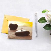 Glückwunschkarte 30 Set mit Umschlägen Gelb - Dankeskarte Motiv Zen Stein mit Murmel auf Sand - Klapp-Karte DIN B6 17,0 x 11,5 cm - Grußkarte für Geburtstag, Ruhestand