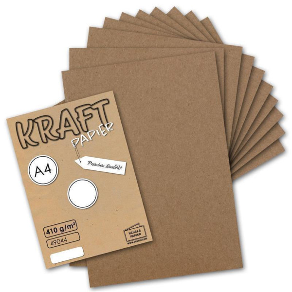 10x Vintage Kraftpapier DIN A4 410 g/m² natur-braunes Recycling