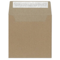 250 Kraftpapier Briefumschläge in Sandbraun - quadratisches Format  16 x 16 cm - Vintage Recycling Kuverts - 140 Gramm/m² - Haftklebung