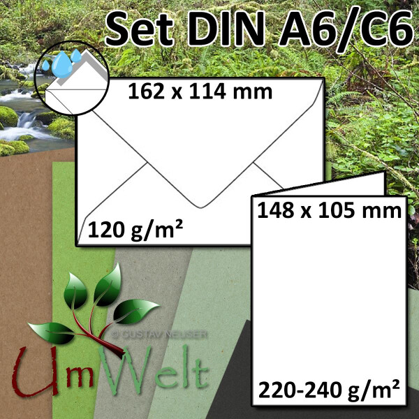 NEUSER PAPIER - 50 buste in carta kraft, forato DIN C6, 11,4 x 16,2 c