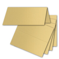 75x Tischkarten in Gold (Irisierend) - 4,5 x 10 cm - blanko - Doppel-Karten - als Platzkarten und Namenskarten für Hochzeit und Feste