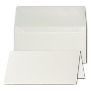 20x DIN Lang Faltkarten Set hochdoppelt mit Umschlägen Weiß, Büttenpapier, 100 x 210 mm - 240 g/m² - Kartenset aus Bütten