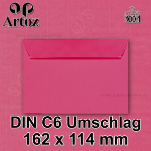 ARTOZ 150x Briefumschläge DIN C6 Fuchsia (Pink) - 16,2 x 11,4 cm - haftklebend - gerippte Kuverts ohne Fenster - Serie Artoz 1001