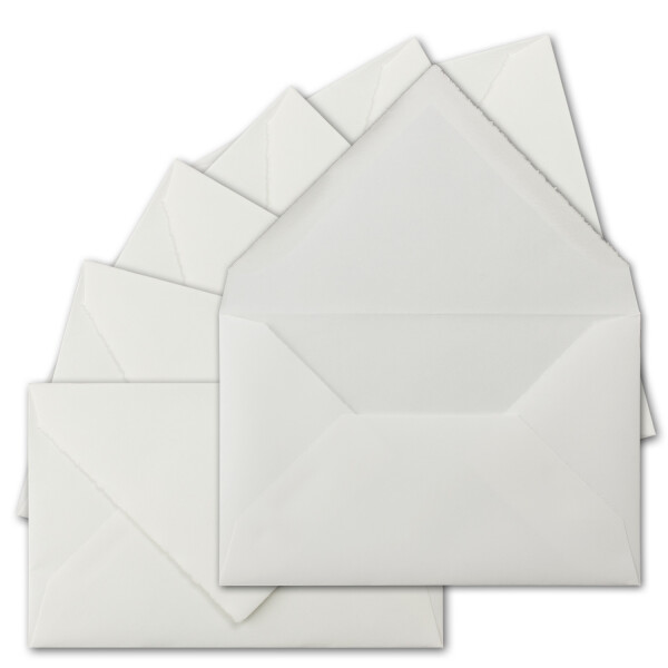 150 Stück Vintage Briefumschläge - Büttenpapier - B6 11,8 x 18,2 cm - Diplomaten Format - Naturweiß (Weiß) halbmatt - Nassklebung