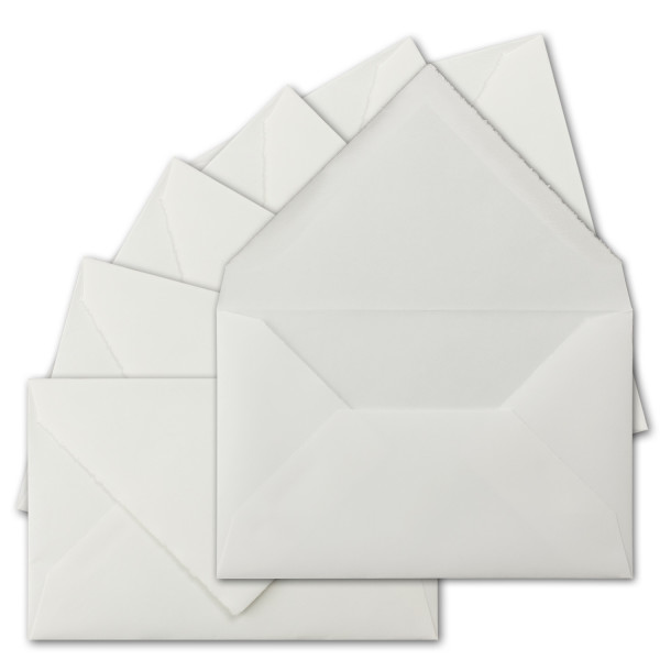 200 Stück C6 Vintage Brief-Umschläge, Büttenpapier, 11,4 x 16,2 cm, Weiß halbmatt gerippt hochwertige Brief-Kuverts