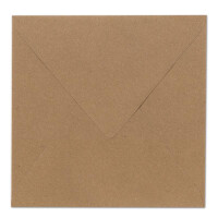 50x Quadratische Briefumschläge in Kraftpapier Sandbraun - 15,5 x 15,5 cm - ohne Fenster, mit Nassklebung - 120 g/m² - Für Einladungskarten zu Hochzeit, Geburtstag und mehr - Serie FarbenFroh