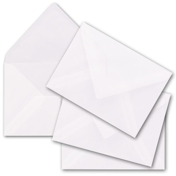50x transparente Brief-Umschläge DIN C6 - 11,4 x 16,2 cm - Nassklebung, spitze Klappe - für DIN A6 - weiß durchsichtige Kuverts - Marke: GUSTAV NEUSER