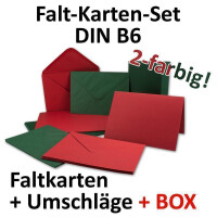 geprägtes Struktur Karten Set inklusive Briefumschläge - 200er-Set - B6 Einladungskarten und Umschläge in Rot und Grün - GUSTAV NEUSER C-Line