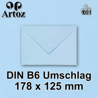 ARTOZ 50x Briefumschläge gerippt - Pastellblau - DIN B6 178 x 125 mm - Kuvert ohne Fenster - Umschläge mit Nassklebung - Spitze Verschlusslasche