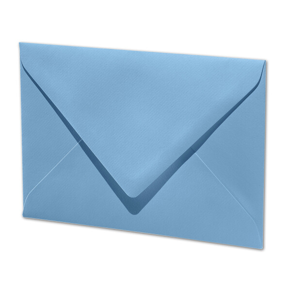 ARTOZ 200x Briefumschläge gerippt - Marienblau - DIN B6 178 x 125 mm - Kuvert ohne Fenster - Umschläge mit Nassklebung - Spitze Verschlusslasche