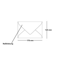 ARTOZ 200x Briefumschläge gerippt - Marienblau - DIN B6 178 x 125 mm - Kuvert ohne Fenster - Umschläge mit Nassklebung - Spitze Verschlusslasche