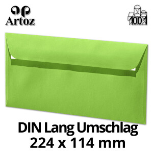 ARTOZ 50x Briefumschläge DIN Lang Maigrün 100 g/m² selbstklebend - DL 224x114 mm - Kuvert ohne Fenster - Umschläge mit Haftklebung Abziehstreifen