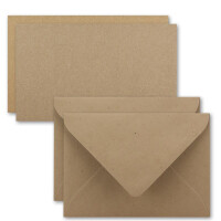 25x Karte mit Umschlag Set aus Einzel-Karten DIN A7 - 10,5x7,3 cm - Kraftpapier Sandbraun mit Brief-Umschlägen C7