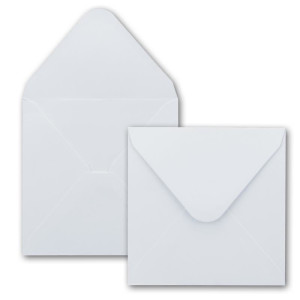 25x Quadratisches Karten-Set mit Briefumschlägen & Einleger - 13,5 x 13,5 cm - Weiß - quadratische blanko Einladungen für Hochzeit und Feste