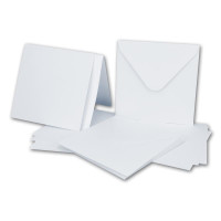 25x Quadratisches Karten-Set mit Briefumschlägen & Einleger - 13,5 x 13,5 cm - Weiß - quadratische blanko Einladungen für Hochzeit und Feste