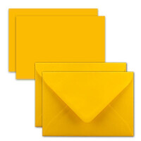 25x Karte mit Umschlag Set aus Einzel-Karten DIN A7 - 10,5x7,3 cm - Gelb mit Brief-Umschlägen C7 Nassklebung ideale Geschenkanhänger