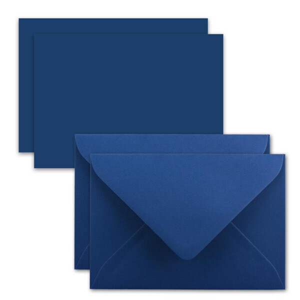 25x Karte mit Umschlag Set aus Einzel-Karten DIN A7 - 10,5x7,3 cm - Dunkelblau mit Brief-Umschlägen C7 Nassklebung ideale Geschenkanhänger