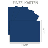 25x Karte mit Umschlag Set aus Einzel-Karten DIN A7 - 10,5x7,3 cm - Dunkelblau mit Brief-Umschlägen C7 Nassklebung ideale Geschenkanhänger