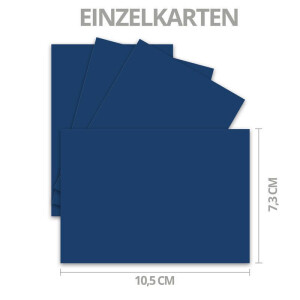 75x Karte mit Umschlag Set aus Einzel-Karten DIN A7 - 10,5x7,3 cm - Dunkelblau mit Brief-Umschlägen C7 Nassklebung ideale Geschenkanhänger