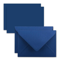 100x Karte mit Umschlag Set aus Einzel-Karten DIN A7 - 10,5x7,3 cm - Dunkelblau mit Brief-Umschlägen C7 Nassklebung ideale Geschenkanhänger