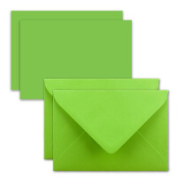25x Karte mit Umschlag Set aus Einzel-Karten DIN A7 - 10,5x7,3 cm - Hellgrün mit Brief-Umschlägen C7 Nassklebung ideale Geschenkanhänger