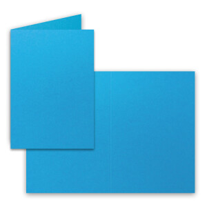 60x Faltkarten Set mit Briefumschlägen DIN A6 / C6 - Azurblau (Blau) - 14,8 x 10,5 cm (105 x 148) - Doppelkarten Set - Serie FarbenFroh