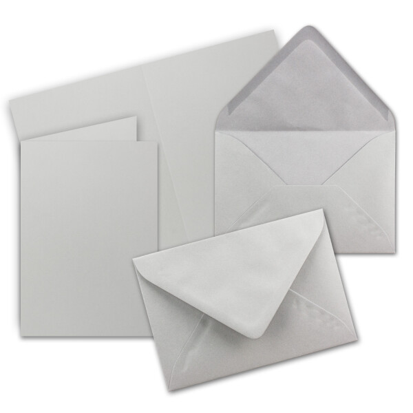 80x Faltkarten Set mit Briefumschlägen DIN A6 / C6 - Hellgrau (Grau) - 14,8 x 10,5 cm (105 x 148) - Doppelkarten Set - Serie FarbenFroh