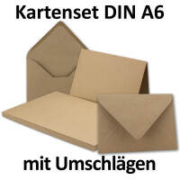 80x Faltkarten Set mit Briefumschlägen DIN A6 / C6 - Sandbraun (Kraftpapier Braun) - 14,8 x 10,5 cm - Doppelkarten Set - Serie FarbenFroh